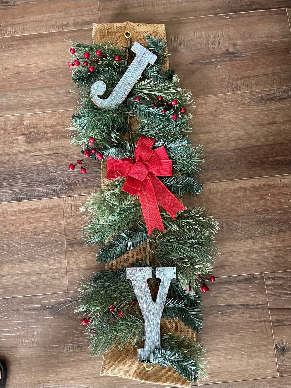 Rustic Burlap "JOY" Hanging sign 36"